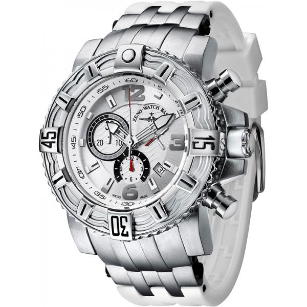 ZENO-WATCH BASEL, Neptun 2 Quartz Chrono, Edelstahl weiss