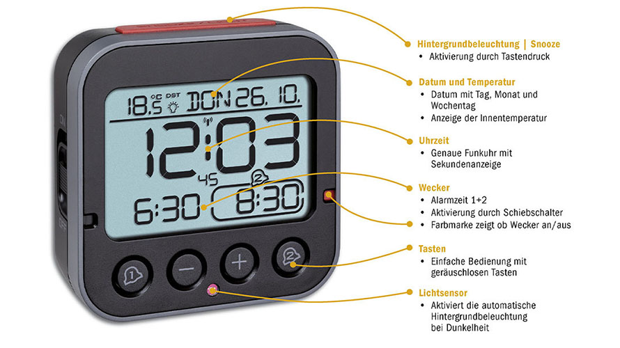 Digitaler Funkwecker Thermometer