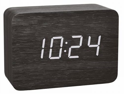 tfa-clocco-design-funk-wecker-thermometer-kalender-in-holz-optik-schwarz ⌚ Blog suisse Montres-en-Ligne TFA Clocco Senior Réveil avec Aspect Bois