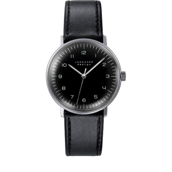 Junghans MAX BILL 34 Handaufzuguhr Stahl schwarz Zahlen