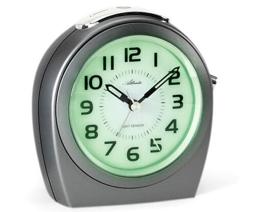 ATLANTA Night Light Sweep Silent Alarm Clock, Gris foncé