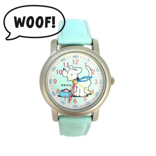 Montre pour fille bleu clair avec chien