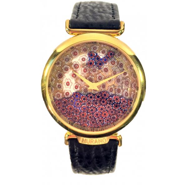MURANO Montre squelette à remontage manuel, verre Murrina mosaïque violet
