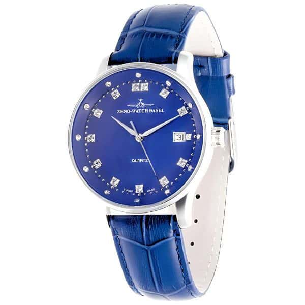ZENO-WATCH BASEL, Cristaux de taille moyenne, Montre à quartz bleu