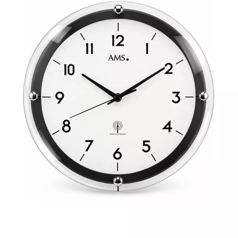 AMS Disk Funkwanduhr weiss